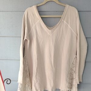 Free People Cream Lace Accent Tunic